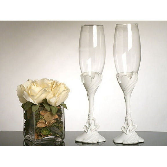 Two Hearts Become One Toasting Glasses