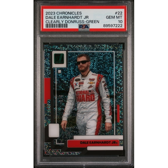 2023 Panini Chronicles Clearly Donruss #22 Dale Earnhardt Jr. Green PSA 10
