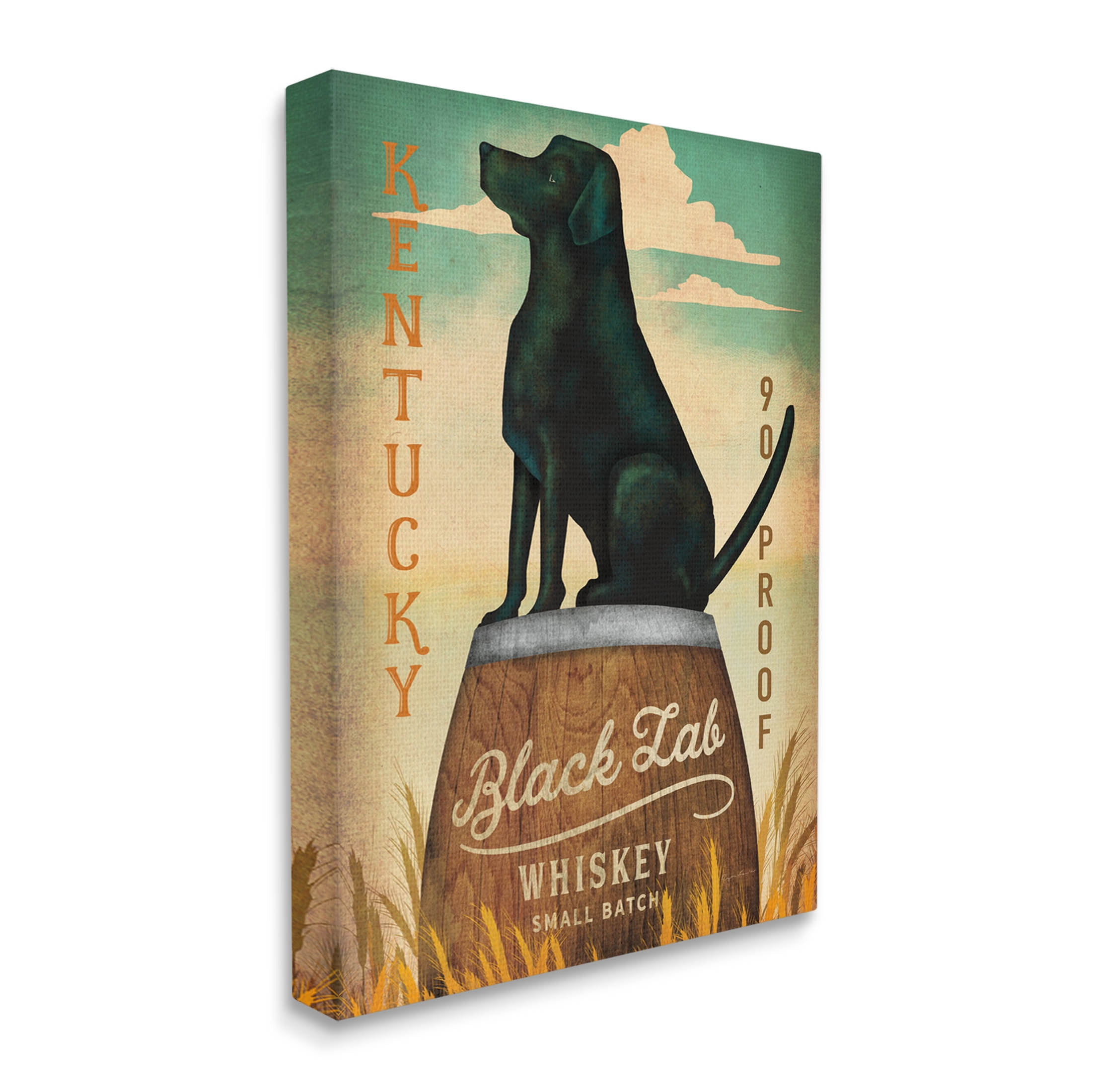 Stupell Industries Black Lab Whiskey Vintage Brewing Sign Graphic Art Gallery Wrapped Canvas Print Wall Art, Design by Ryan Fowler