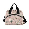 thumbnail image 2 of Insulated Crossbody Lunch Bag 10L Lunch Tote with Adjustable Shoulder Strap for Work Office Picnic Small White and Pink Flowers, 2 of 6