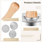 Cookie Stamps Set of 3, Metal Cookie Press Cutters with Wooden Handles, 3.1” Biscuit Pressing Molds, Zinc Alloy Cookie Embossers, Decorating Supplies for Cake, Pastry, DIY Baking