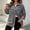 Gray, variant on Women's Lapel Corduroy Button Down Shacket, Roll Tab Long Sleeve Dual Chest Pocket Loose Fit Solid Overshirt Jacket for Fall Winter Daily