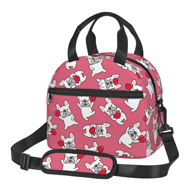 Easygdp French Bulldog Caja de Almuerzo para Mujeres y Hombres, Bolsa de Almuerzo Insulada, Bolsas Reutilizables Impermeables para Viajes, Trabajo y Picnics
