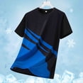 thumbnail image 3 of LPZOOGU Men's Striped T-Shirt Short Sleeve Crew Neck Casual Summer Tee Diagonal Color Block Print Athletic Sport Shirt, 3 of 7