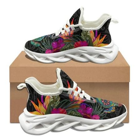 

Vintage Turtle Polynesian Frangipani Designer Flats Women Breathable Comfortable Lace-up Walking Shoes Fashion Sneakers Female