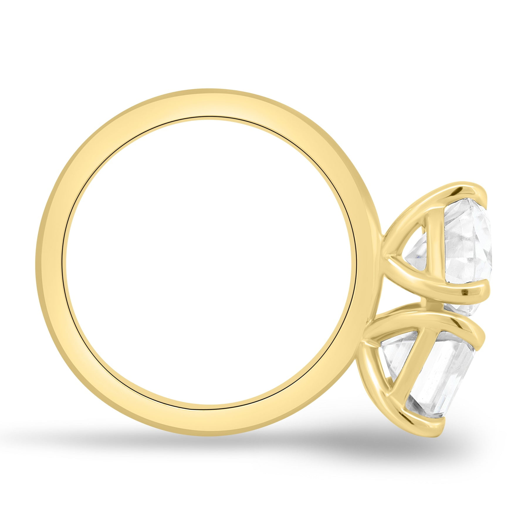 ESTE ORIGIN 4Ct Toi Et Moi Ring - Pear & Emerald Cut Moissanite Diamond Engagement Ring in 10K Yellow Gold Two Stone Ring for Women, US 8.5.