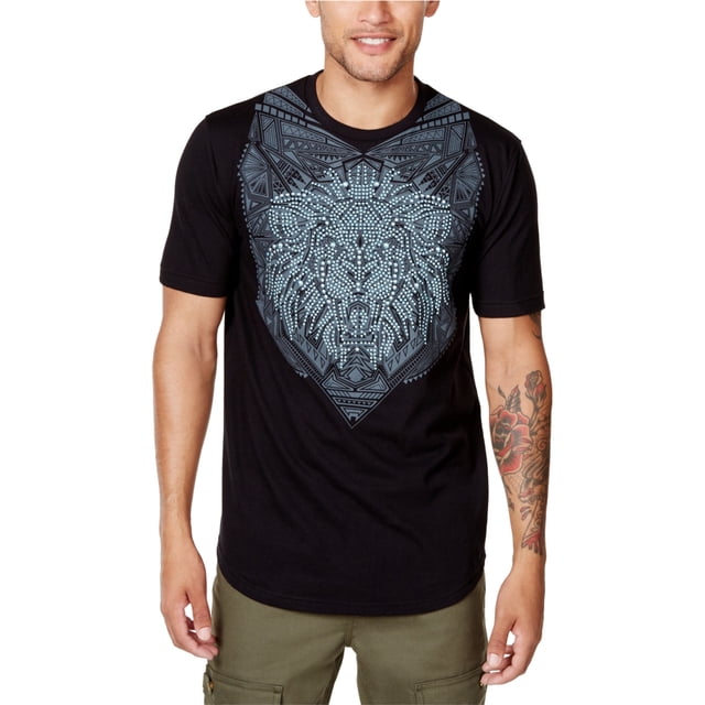 Sean John - Camiseta con gráfico de león valiente para hombre, color negro, grande