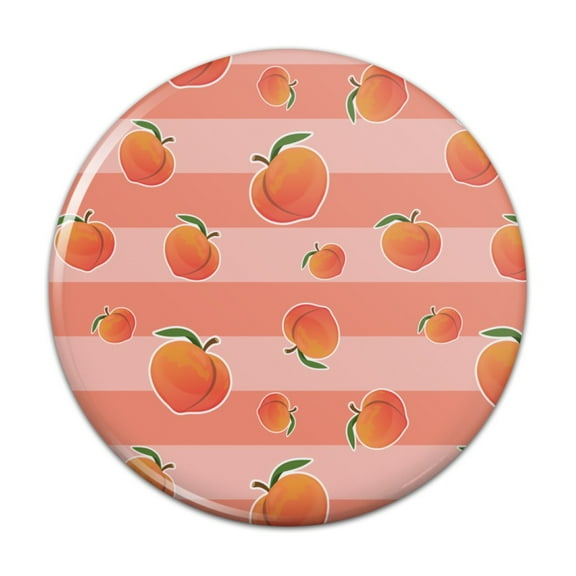 Cute Peaches and Stripes Pattern Pinback Button Pin