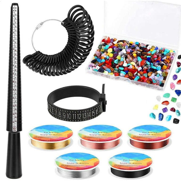 HXXF Ring Making Kit, 1670Pcs Jewelry Making Kit with 28 Colors Crystal  Gemstone Chip Beads, Jewelry Wire, Pliers and Other Jewelry Ring Making  Supplies 