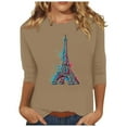 thumbnail image 3 of Pompotops T-shirt Ample Imprimé Mode Femme Manches 3/4 Blouse Col Rond Hauts Décontractés Liquidation, 3 of 4