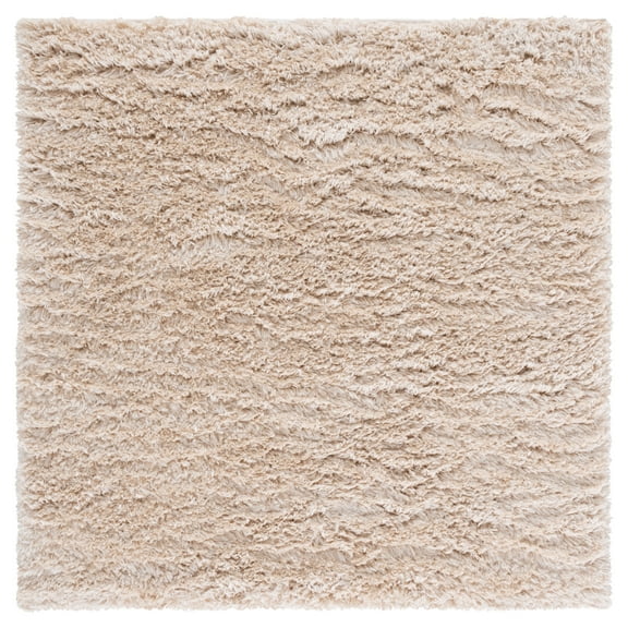 SAFAVIEH Indie Balfour Solid Shag Area Rug, Light Beige, 4' x 4' Square