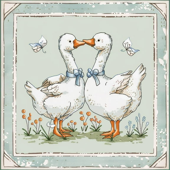 Cute White Goose DIY 11CT Stamped Cross Stitch Kits for Beginners Easy Needlepoint Embroidery Counted Cross Stitch Art Craft for Wall Decoration 14x14inch(4)