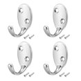 thumbnail image 1 of 4Pcs Gancho montado en la pared, ganchos para abrigo, aleación de zinc, tono plateado con tornillos, 1 of 4