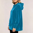 thumbnail image 3 of Fesfesfes Women's Casual Velour Hooded Pullover Sweatshirt Long Sleeve Drawstring Hoodie Top with Kangaroo Pocket Solid Color Loose Fit for Fall Winter Daily Wear, 3 of 8
