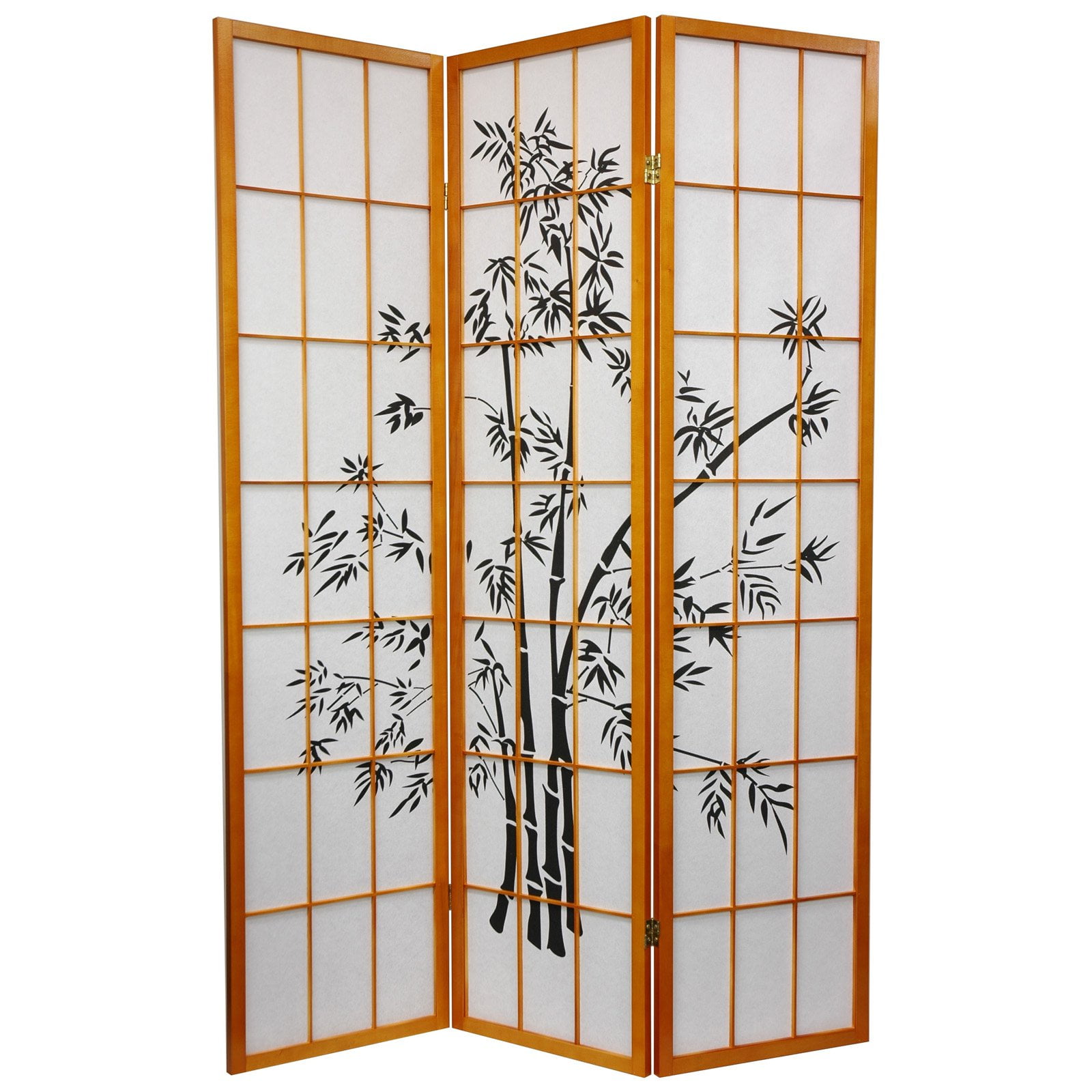 Oriental Furniture 6 Ft Tall Lucky Bamboo Room Divider, honey, 4 panel