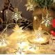 Yewang LED Santa light string, iron glove red socks, Christmas battery box, USB lantern, Christmas tree decoration light (iron snowflake [battery model always on] 2 meters 10 lights) – image 1 sur 5