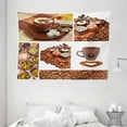 thumbnail image 1 of Kitchen Tapestry, Collection of Chocolate Sweets Muffins Coffee Beans and Mugs Cappuccino Pastries, Wall Hanging for Bedroom Living Room Dorm Decor, 80W X 60L Inches, Multicolor, by Ambesonne, 1 of 2