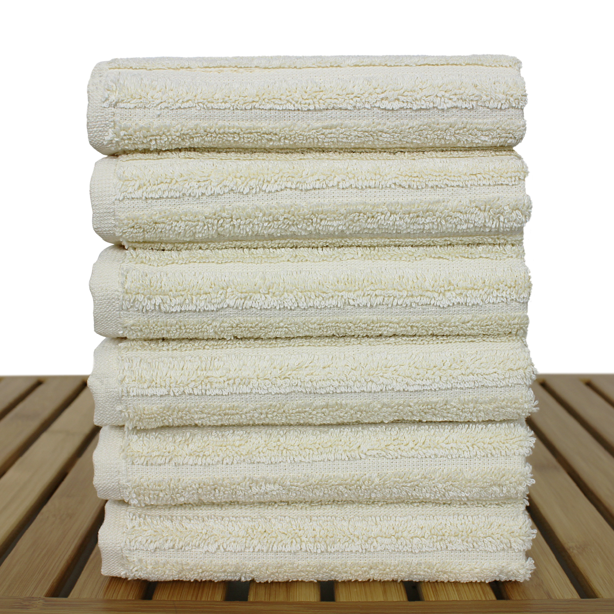Luxury Hotel & Spa Towel Turkish Cotton Washcloths Beige Striped