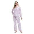 thumbnail image 4 of GLOBAL Women's 100% Cotton Flannel Pajama Set - Cozy Winter 2-Piece Loungewear with Button-Down Top & Pants, Size S-3XL, 4 of 7