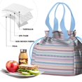 thumbnail image 4 of Pioneer Flower Drawstring Lunch Bag Women - Drawstring Lunch Bag Insulated for Work Office - Stain-Resistant Large Lunchbags for Women with Multi-Pockets, 4 of 6