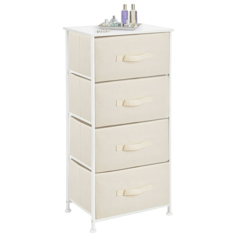 mDesign Tall Dresser Storage Tower Stand, 4 Removable Fabric Drawers -  Linen/Tan 