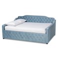 thumbnail image 1 of Baxton Studio Freda Light Blue Velvet and Button Tufted Queen Size Wood Daybed, 1 of 9