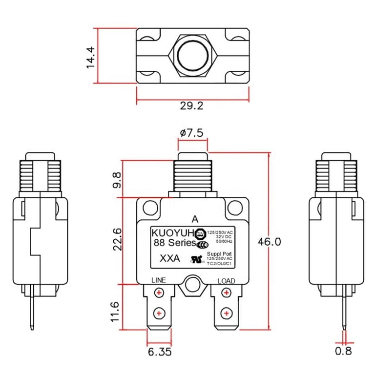 Kuoyuh Disyuntor Serie 98 32vdc 125/250vac 50/60hz (3a-17a) | Meses sin interés