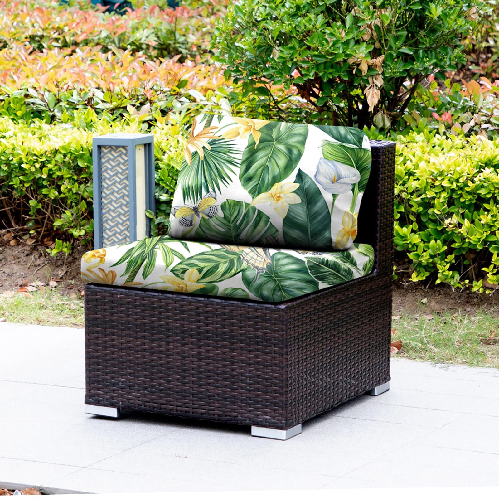Patio Stretch Sofa Cushion Covers Outdoor Cushion Cover Replacement Couch Slipcover Sofa Seat Cover(Black, 6pcs)