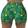 thumbnail image 2 of Haiem Tennis Rackets and Balls No Front Seam Biker Shorts for Women Yoga Workout Gym Bike Shorts with Tummy Control Moisture-Wicking-Small, 2 of 9