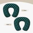 thumbnail image 3 of KLL Black And Teal Checkerboard Pattern Memory Foam Cervical Neck Pillow Versatile U-Shaped Pillows for Home/Office/Camping/Travelling/Soft Washable Cover, 3 of 8