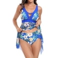 thumbnail image 3 of Gibobby Batas de baño mujeres spa Traje de baño para mujer, traje de baño dividido con estampado de flores a la moda, traje de baño dividido para playa a(Azul,CH), 3 of 5