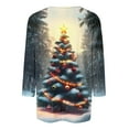 thumbnail image 4 of Elvqul Womens Ugly Shirts Tops 3/4 Sleeve Plus Size Graphic Blue Christmas Crew Neck Shirts for Women Pullover, 4 of 5