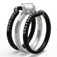 thumbnail image 4 of Two-Tone IP Black Stainless Steel Ring with AAA Grade CZ in Clear for Women Clear Stone Color Style TK1346 Size 5, 4 of 4