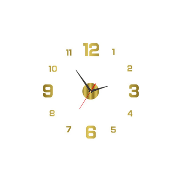Reloj Para Pared Diy Clock 3d Grande En Madera Números En Negro 90cm Malubero Dorado