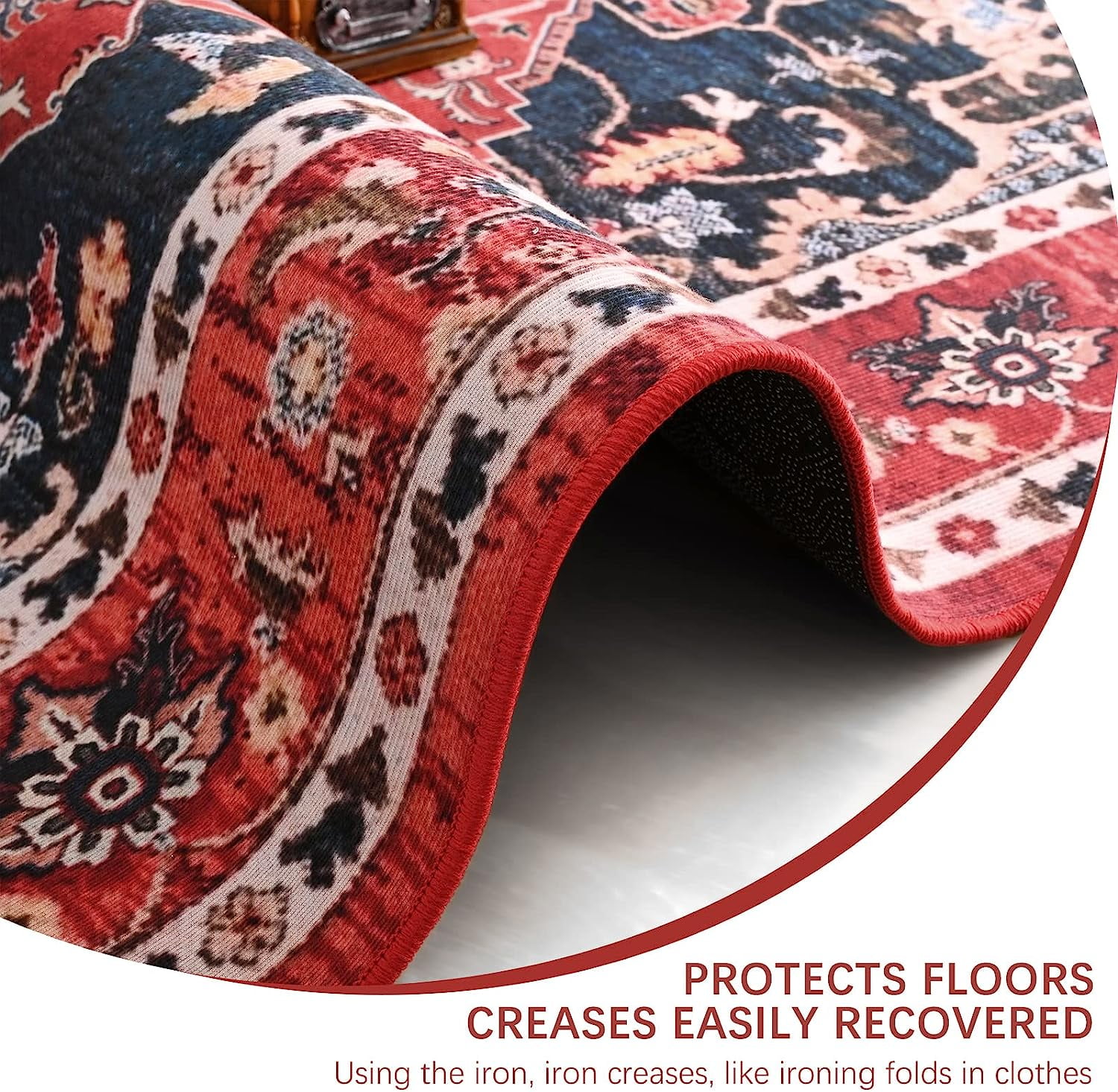 Lochas Vintage Bohemian Area Rug for Living Room, Retro Boho Rug Bedroom Indoor Print Carpet, 2' x 3',Red