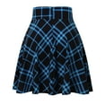 thumbnail image 5 of Women's Gothic Punk Plaid Pleated High Rise A-line Flare Mini Skirt Blue M, 5 of 7