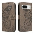 thumbnail image 2 of Dteck Pattern Case for Google Pixel 8,Magnetic Leather Butterfly Floral Embossed Flip Case Card Slots Wallet Stand Cover with Wrist Strap for Google Pixel 8,Grey, 2 of 7
