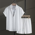 thumbnail image 2 of kamemir Men 2 Piece Outfits Men's short sets outfits 2 piece summer tracksuit short sleeve polo shirt and shorts set casual sport suit(White,L), 2 of 6