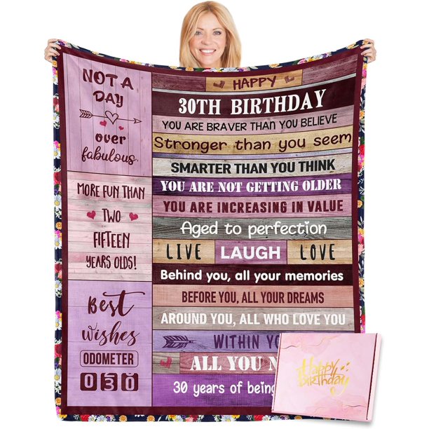 LHSHID Gifts for 30th Birthday Woman 30 Year Old Birthday Gifts with Gifts Box Happy 30 Year Old Gift Blanket 50th Birthday Decorations Gift for Women Mom Wife Friends 40"x50"
