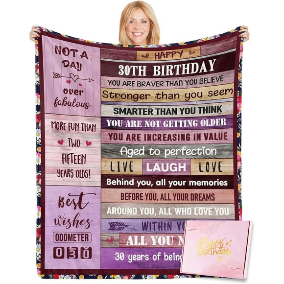 LHSHID 30th Birthday Gifts for Her Him with Gifts Box, 30 Year Old Birthday Gifts, Gifts for 30 Year Old Men Women, Woman 30th Birthday Decorations Gifts, 30th Birthday Gifts Ideas Throw Blanket