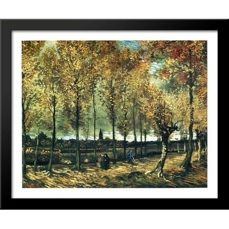 Lane with poplars near Nuenen 34x28 Large Black Wood Framed Print Art by Vincent van Gogh