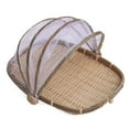 thumbnail image 2 of Bamboo Woven Food Fruit Anti Flies Insect Net Mesh Cover Tent Storage Basket, 2 of 6