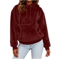 thumbnail image 5 of BRGZLK Pet Pouch Hoodies for Women Oversized Trendy Casual Solid Color Long Sleeve Loose Cozy Fleece Sweatshirts Puppy Carrier Holder Sweatshirt Wine XL, 5 of 8