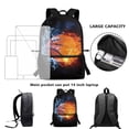 thumbnail image 6 of KUIFORTI Basketball Backpack For School Girls Fire Water Middle School Bookbag for Boys Teens Black Zipper Shoulder Backpack Kids 17 Inch Schoolbag with Side Pockets for Water Bottle & Umbrella, 6 of 6