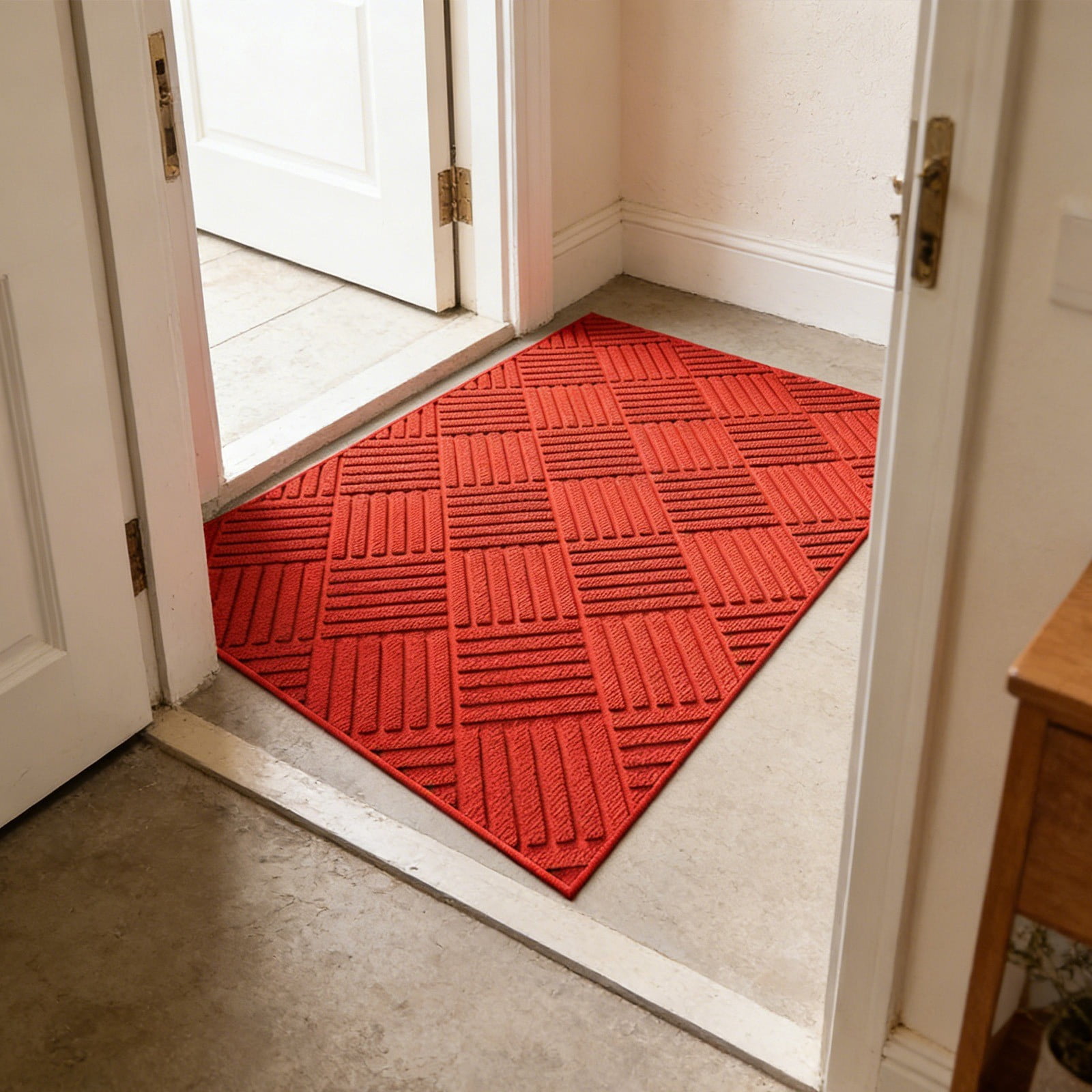 Heavy Duty Indoor Outdoor Doormat 31x19.6 Inch, Low Profile Front Door Mat Outside Entrance, Stain and Fade Resistant Welcome Mat for High Traffic Area, Non Rubber Entry for Patio