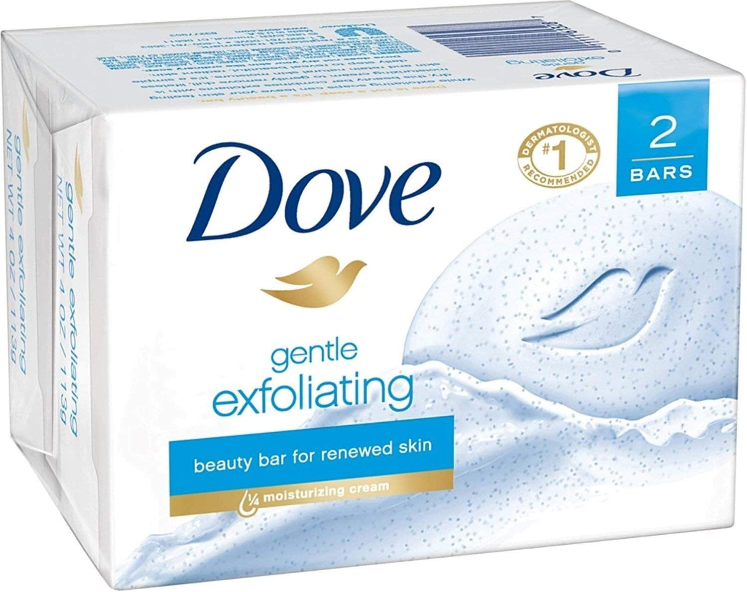 Dove Beauty Bar Soap Gentle Exfoliating 2 Count 4 OZ Bars Per