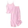 thumbnail image 4 of Miluxas Girls Linen Outfit 2 Piece Sleeveless Cami Top and Wide Leg Pants Set Kids Solid Casual Summer Beach Vacation Clothes Pink 130, 4 of 7
