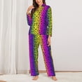 thumbnail image 2 of KLL Animal Paw Rainbow Print Women's Long Sleeve Pajamas with Pants Sleepwear Loungewear 2 Set-Medium, 2 of 7