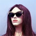thumbnail image 2 of Bling Diamond Sunglasses Crystal Rhinestone Shades Retro Half Rim Women Cat Eye Sunglasses Eyewear, 2 of 4
