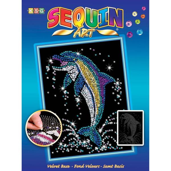 Sequin Art Blue Dolphin Sparkling Arts and Crafts Picture Kit